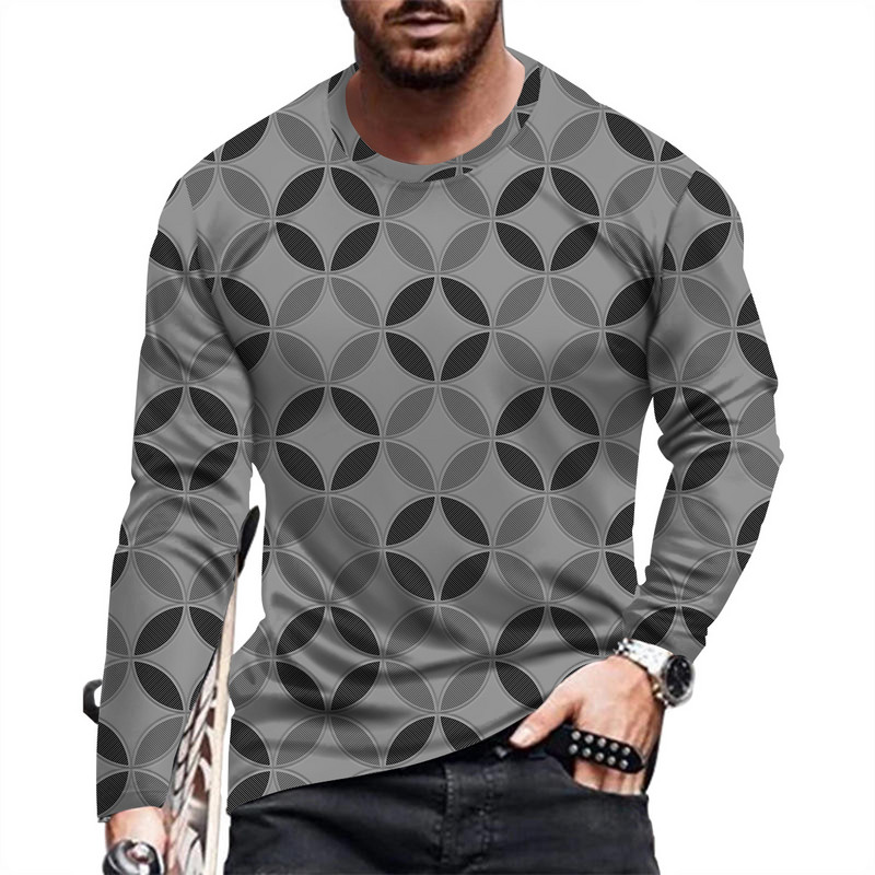 Suvine meeste moe- ja vabaaja pikkade varrukatega trükitud T-särk