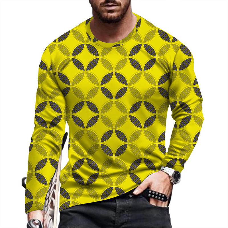 Suvine meeste moe- ja vabaaja pikkade varrukatega trükitud T-särk