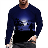 Ανοιξιάτικο και Φθινόπωρο Ανδρικό μακρυμάνικο μπλουζάκι με στάμπα