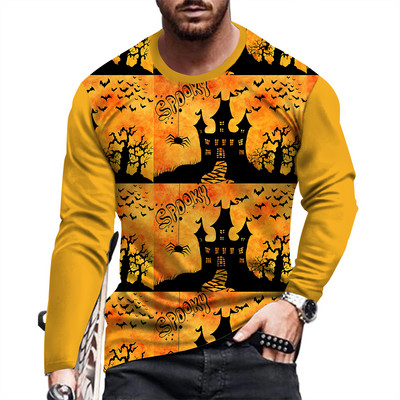 Ανοιξιάτικο και Φθινόπωρο Ανδρικό μακρυμάνικο μπλουζάκι με στάμπα