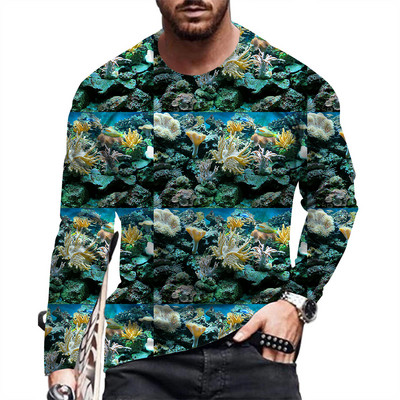 Ανοιξιάτικο και Φθινόπωρο Ανδρικό μακρυμάνικο μπλουζάκι με στάμπα