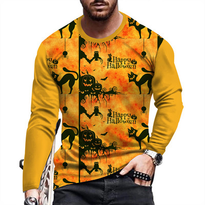 Ανοιξιάτικο και Φθινόπωρο Ανδρικό μακρυμάνικο μπλουζάκι με στάμπα