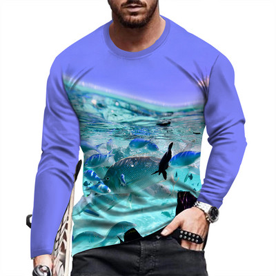 Ανοιξιάτικο και Φθινόπωρο Ανδρικό μακρυμάνικο μπλουζάκι με στάμπα