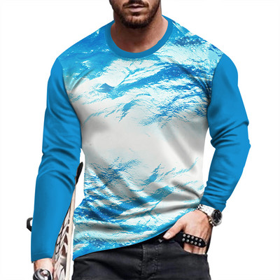 Ανοιξιάτικο και Φθινόπωρο Ανδρικό μακρυμάνικο μπλουζάκι με στάμπα