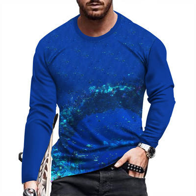 Ανοιξιάτικο και Φθινόπωρο Ανδρικό μακρυμάνικο μπλουζάκι με στάμπα