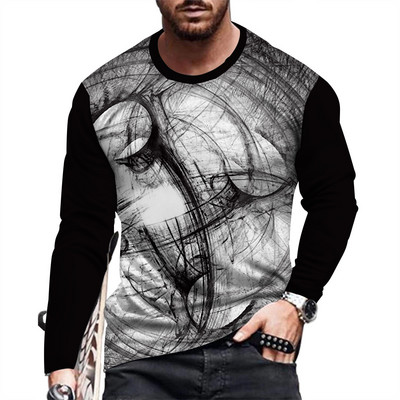 Ανδρικό πουκάμισο με μακρυμάνικο και προσωπικότητα με στάμπα σε στενή εφαρμογή