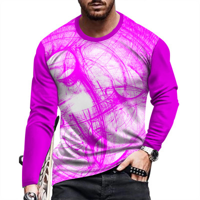 Ανδρικό πουκάμισο με μακρυμάνικο και προσωπικότητα με στάμπα σε στενή εφαρμογή