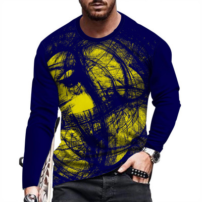 Ανδρικό πουκάμισο με μακρυμάνικο και προσωπικότητα με στάμπα σε στενή εφαρμογή