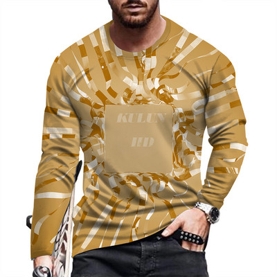 Uus moodne ja vabaaja meeste pikkade varrukatega trükitud T-särk