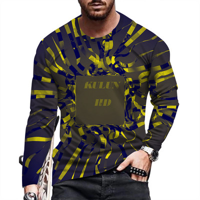 Uus moodne ja vabaaja meeste pikkade varrukatega trükitud T-särk