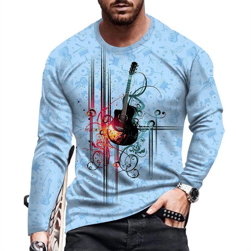 Ανοιξιάτικο και Φθινόπωρο Ανδρικό μακρυμάνικο μπλουζάκι με στάμπα προσωπικότητας