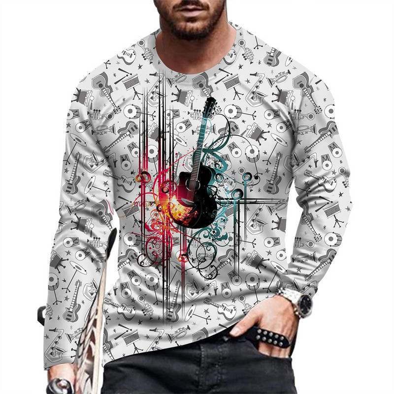 Ανοιξιάτικο και Φθινόπωρο Ανδρικό μακρυμάνικο μπλουζάκι με στάμπα προσωπικότητας