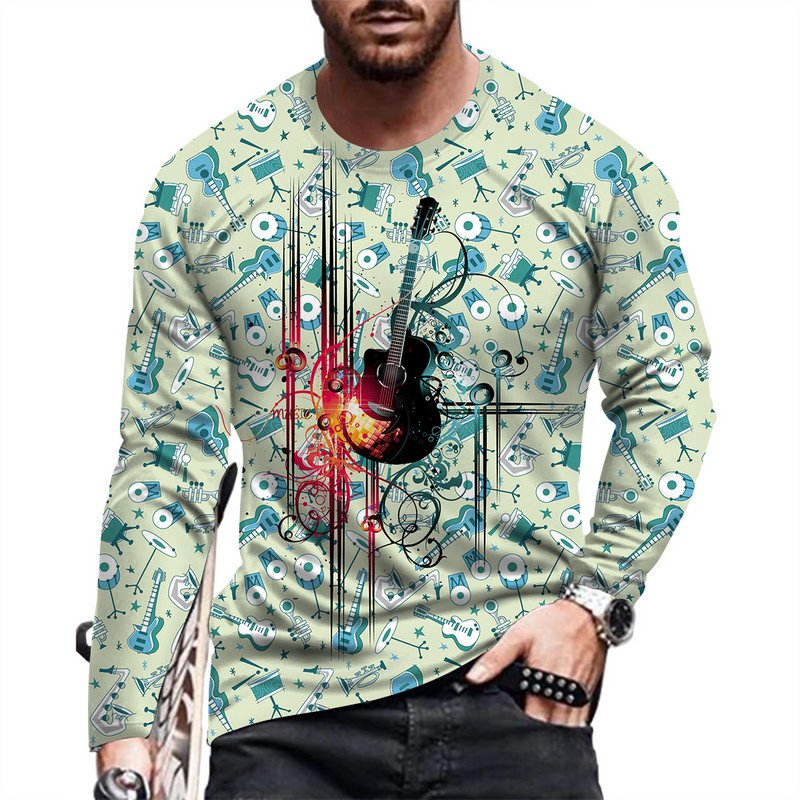 Ανοιξιάτικο και Φθινόπωρο Ανδρικό μακρυμάνικο μπλουζάκι με στάμπα προσωπικότητας