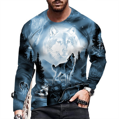 Tricou imprimat cu mânecă lungă de toamnă pentru bărbați