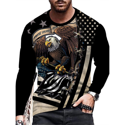 Jesenska muška modna i ležerna majica s printom dugih rukava