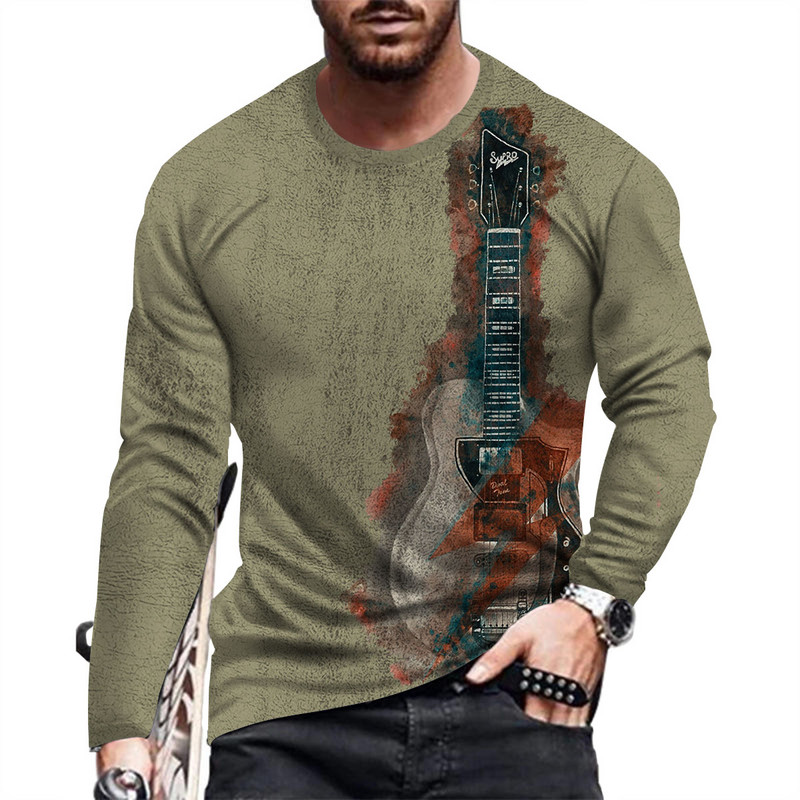 Jesenska muška modna i ležerna majica s printom dugih rukava