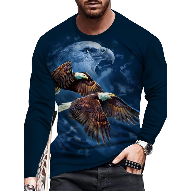 Jesenska muška modna i ležerna majica s printom dugih rukava