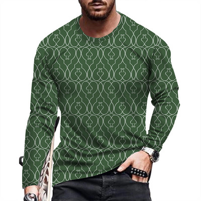 Moodne ja vabaaja meeste pikkade varrukatega trükitud T-särk