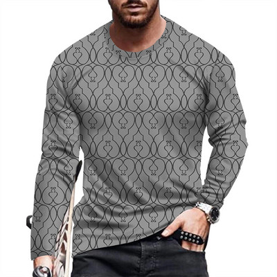 Moodne ja vabaaja meeste pikkade varrukatega trükitud T-särk