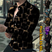 Meeste igapäevane lahedate trükistega vabaajasärk Moodne nööbiga pika varrukaga särk Klassikalise disainiga Slim Fit reisisärk XS-8XL