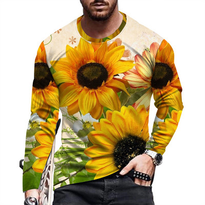 Kevadsuvi ja vabaaja meeste moodne pikkade varrukatega trükitud T-särk