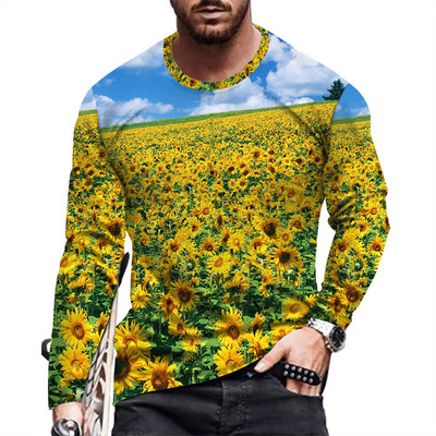 Kevadsuvi ja vabaaja meeste moodne pikkade varrukatega trükitud T-särk