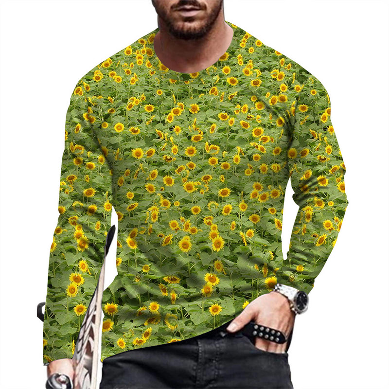 Kevadsuvi ja vabaaja meeste moodne pikkade varrukatega trükitud T-särk