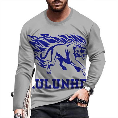 Meeste pikkade varrukatega Slim Fit isiksusliku trükiga T-särk