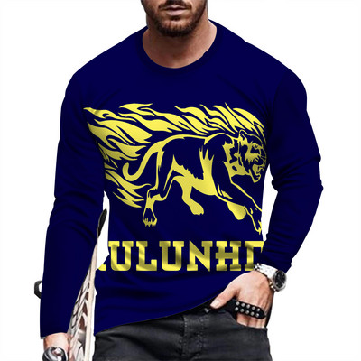 Meeste pikkade varrukatega Slim Fit isiksusliku trükiga T-särk