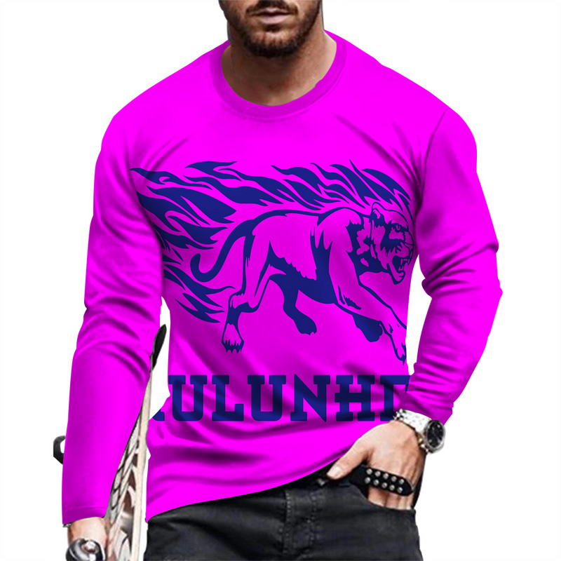 Meeste pikkade varrukatega Slim Fit isiksusliku trükiga T-särk