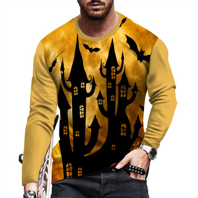 Moodne ja vabaaja meeste pikkade varrukatega trükitud T-särk