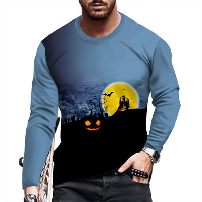 Moodne ja vabaaja meeste pikkade varrukatega trükitud T-särk