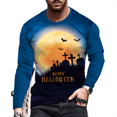 Moodne ja vabaaja meeste pikkade varrukatega trükitud T-särk