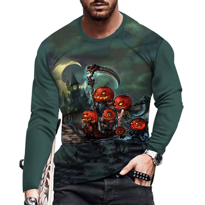 Moodne ja vabaaja meeste pikkade varrukatega trükitud T-särk