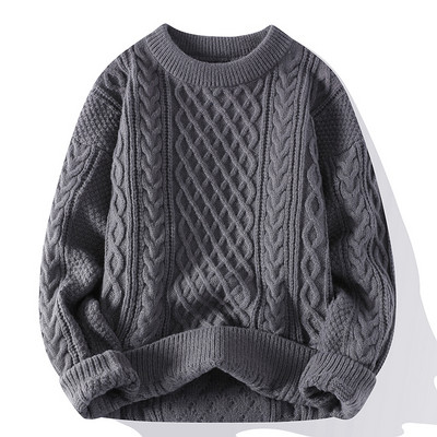 Jesen Zima Muški pulover Vintage O izrez Jednobojni muški pleteni puloveri Labavi Harajuku muški retro pleteni puloveri