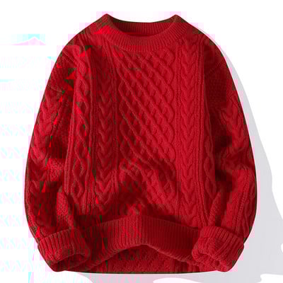 Φθινοπωρινό χειμωνιάτικο ανδρικό πουλόβερ Vintage O λαιμό μονόχρωμο Ανδρικά πλεκτά πουλόβερ Χαλαρά Harajuku Ανδρικά πουλόβερ ρετρό πλεξίματος