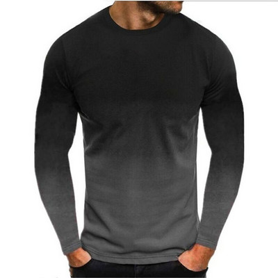 Vintage ανδρικό μπλουζάκι 3D ντεγκραντέ με μακρυμάνικο μπλουζάκι βαμβακερό μπλουζάκι casual street fashion μπλουζάκι μεγάλου μεγέθους Ανδρικά ρούχα