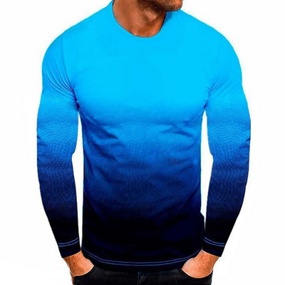 Vintage ανδρικό μπλουζάκι 3D ντεγκραντέ με μακρυμάνικο μπλουζάκι βαμβακερό μπλουζάκι casual street fashion μπλουζάκι μεγάλου μεγέθους Ανδρικά ρούχα