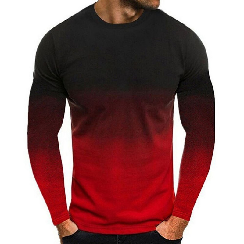 Vintage ανδρικό μπλουζάκι 3D ντεγκραντέ με μακρυμάνικο μπλουζάκι βαμβακερό μπλουζάκι casual street fashion μπλουζάκι μεγάλου μεγέθους Ανδρικά ρούχα