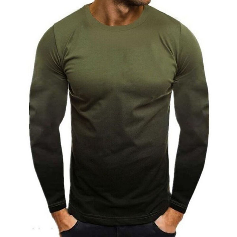 Vintage ανδρικό μπλουζάκι 3D ντεγκραντέ με μακρυμάνικο μπλουζάκι βαμβακερό μπλουζάκι casual street fashion μπλουζάκι μεγάλου μεγέθους Ανδρικά ρούχα