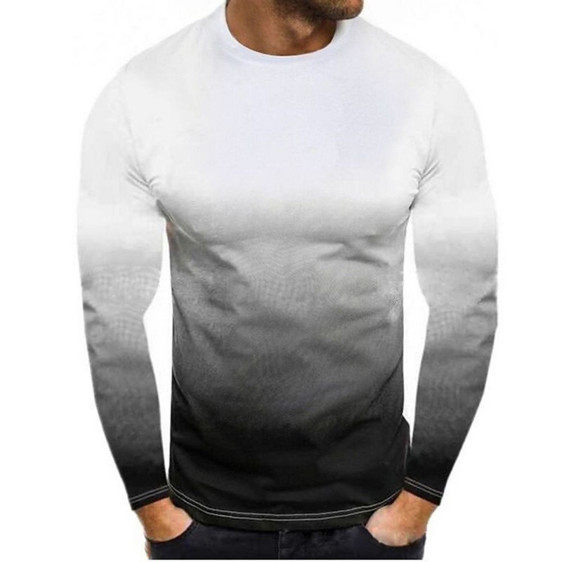 Vintage ανδρικό μπλουζάκι 3D ντεγκραντέ με μακρυμάνικο μπλουζάκι βαμβακερό μπλουζάκι casual street fashion μπλουζάκι μεγάλου μεγέθους Ανδρικά ρούχα