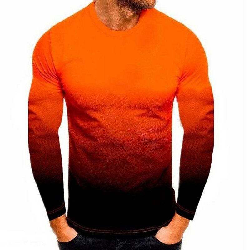 Vintage ανδρικό μπλουζάκι 3D ντεγκραντέ με μακρυμάνικο μπλουζάκι βαμβακερό μπλουζάκι casual street fashion μπλουζάκι μεγάλου μεγέθους Ανδρικά ρούχα