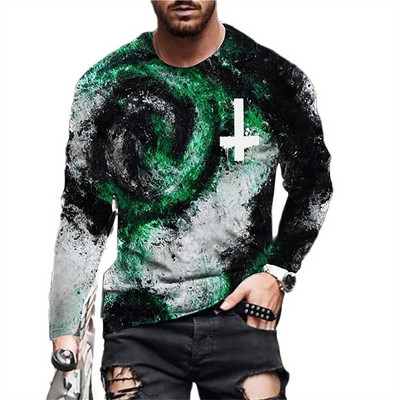 Vintage Animal Lion 3D Print Suvine Meeste Ümarkaelus T-särk vabaaja pikkade varrukatega Suuremõõtmeline T-särk Moodne pullover Meeste rõivad