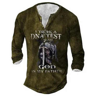 Tricou cu mânecă lungă cu guler în V pentru bărbați de primăvară și toamnă, tricou sport cu mânecă lungă în stil vintage pentru bărbați.