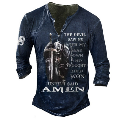 Tricou cu mânecă lungă cu guler în V pentru bărbați de primăvară și toamnă, tricou sport cu mânecă lungă în stil vintage pentru bărbați.