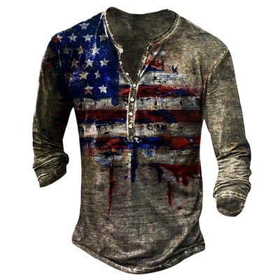 Tricou cu mânecă lungă cu guler în V pentru bărbați de primăvară și toamnă, tricou sport cu mânecă lungă în stil vintage pentru bărbați.