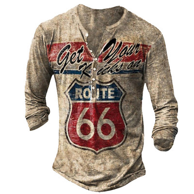 Tricou cu mânecă lungă cu guler în V pentru bărbați de primăvară și toamnă, tricou sport cu mânecă lungă în stil vintage pentru bărbați.