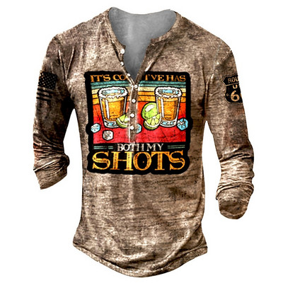 Tricou cu mânecă lungă cu guler în V pentru bărbați de primăvară și toamnă, tricou sport cu mânecă lungă în stil vintage pentru bărbați.