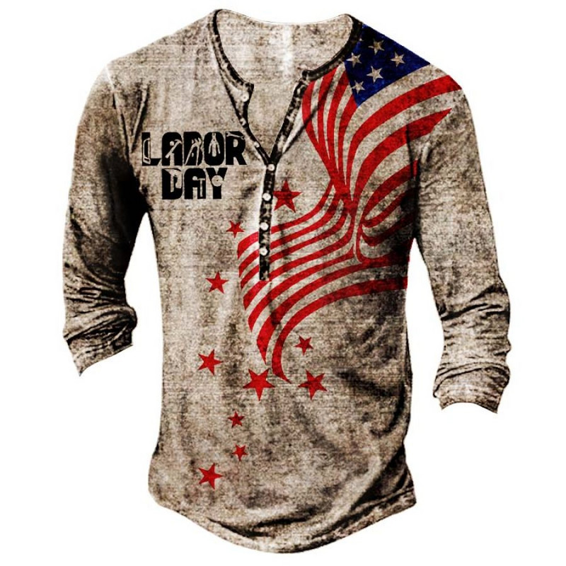 Tricou cu mânecă lungă cu guler în V pentru bărbați de primăvară și toamnă, tricou sport cu mânecă lungă în stil vintage pentru bărbați.