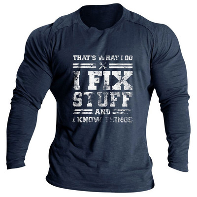 Vintage ανδρικά μπλουζάκια Φθινοπωρινά ρούχα διασκεδαστικά γράμματα εκτύπωσης Ρούχα με μακρυμάνικο λαιμόκοψη Μπλούζες casual γυμναστικής για ανδρικά πουκάμισα μπλουζάκια